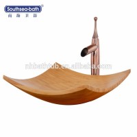 Japanese style Shampoo washing sink Round shape hand wash basin green bamboo