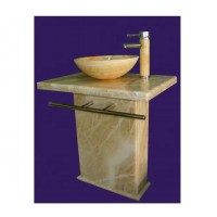 Beautiful round yellowl marble stone bathroom basins and stone sinks RST-RB115