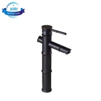 Black Bamboo Copper Basin Tap Deck Mounted Single Handle Sink Faucets B3247