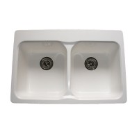 Best Discount Cheap Matt White Double Drain Board Kitchen Sinks